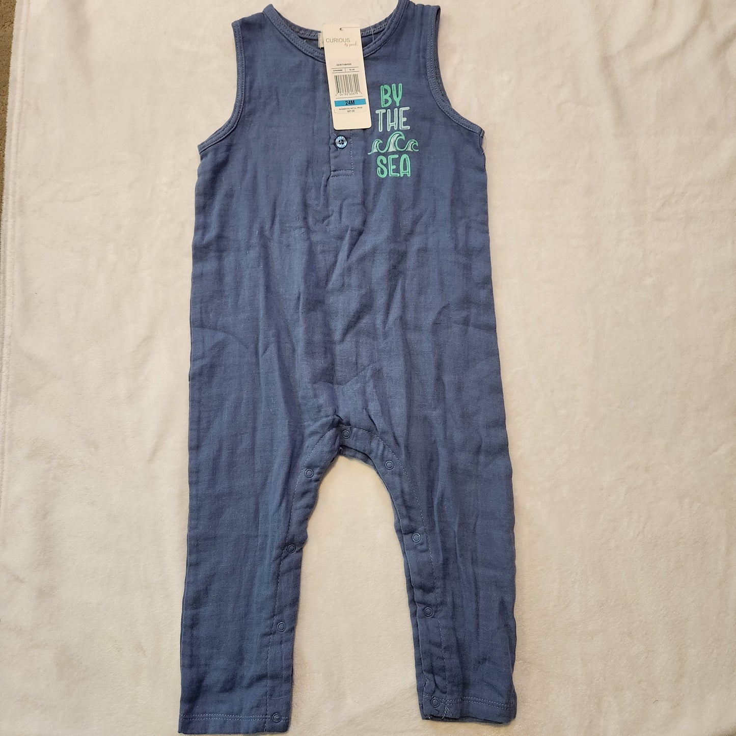 REDUCED!! #104 NWT Curious by Peek 24 Mth Blue Tank Romper Pantsuit