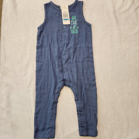 REDUCED!! #104 NWT Curious by Peek 24 Mth Blue Tank Romper Pantsuit