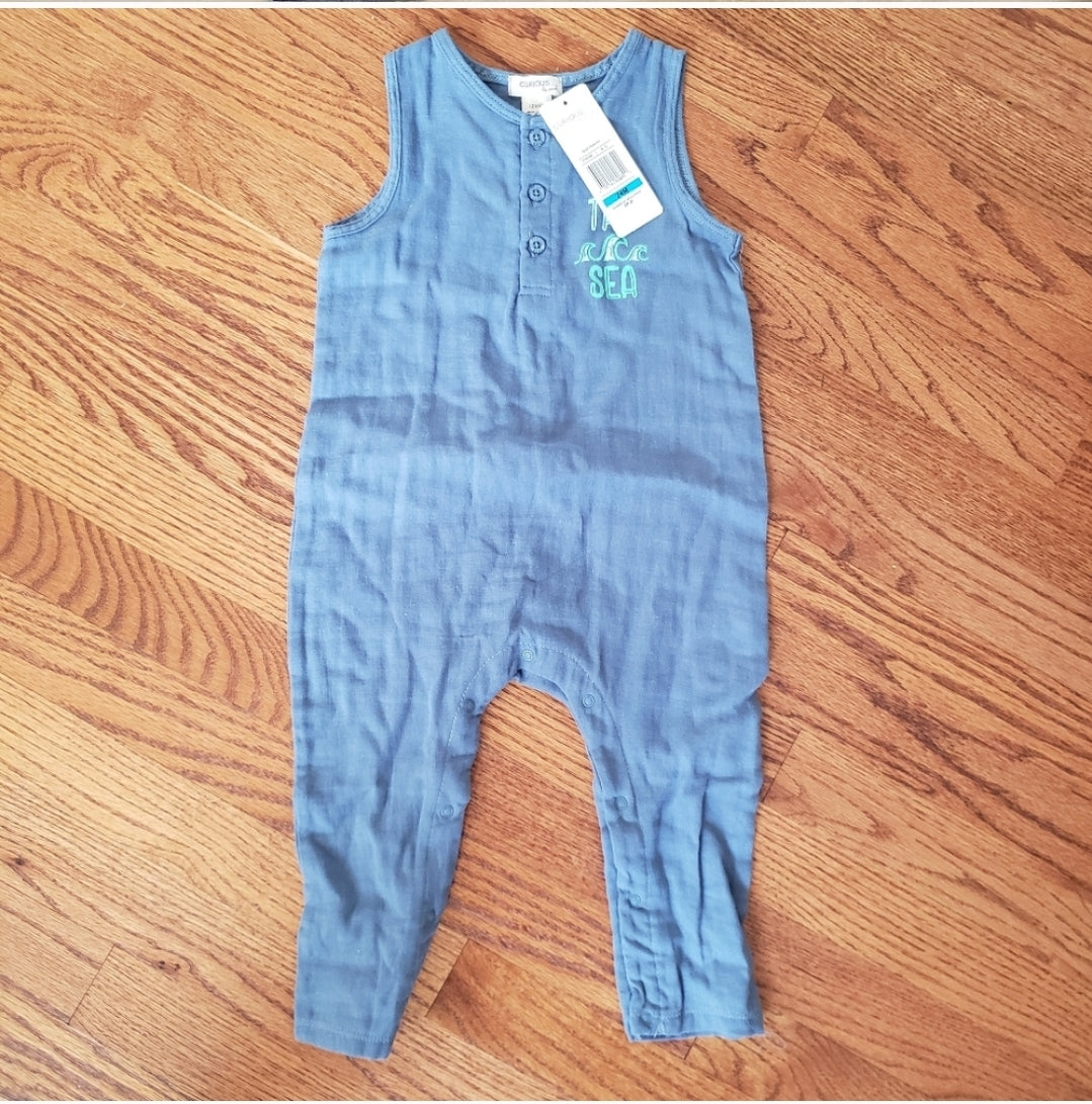 REDUCED!! #104 NWT Curious by Peek 24 Mth Blue Tank Romper Pantsuit