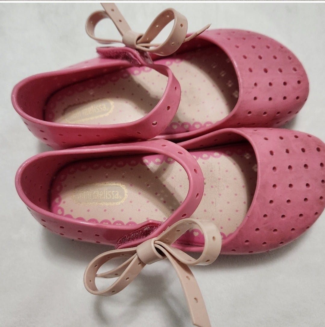 #142 Mini Melissa Size 10 Furadinha Bow Mary Jane Flats Shoes