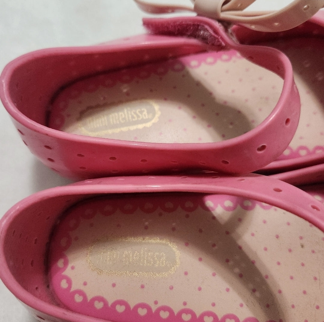 #142 Mini Melissa Size 10 Furadinha Bow Mary Jane Flats Shoes