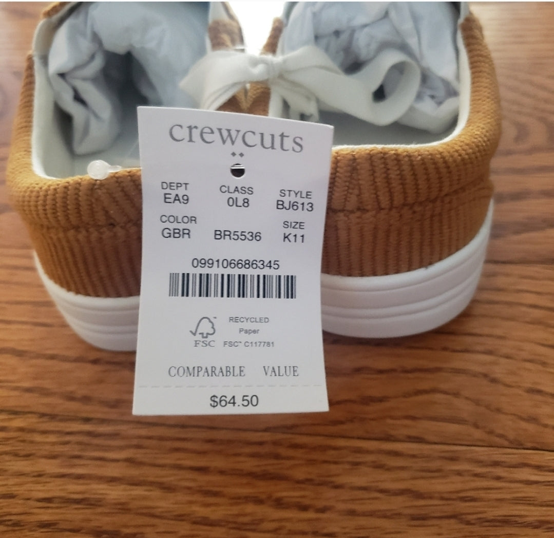 #142 NWT Crewcuts Sz 11 Kids' Corduroy Slip-on sneakers