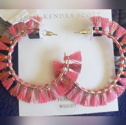 #142 NWT Kendra Scott Evie Thread Tassel Hoop Earrings