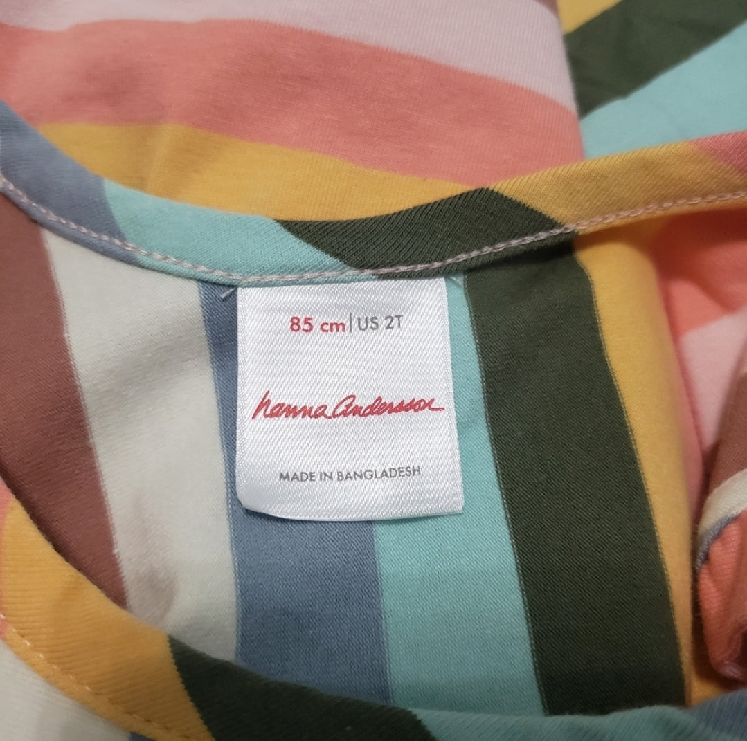 #104 NWOT Hanna Andersson 2T Striped Swing Dress