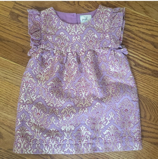 #142 Peek 12-18 Mths Ruffle Shoulder Brocade Dress