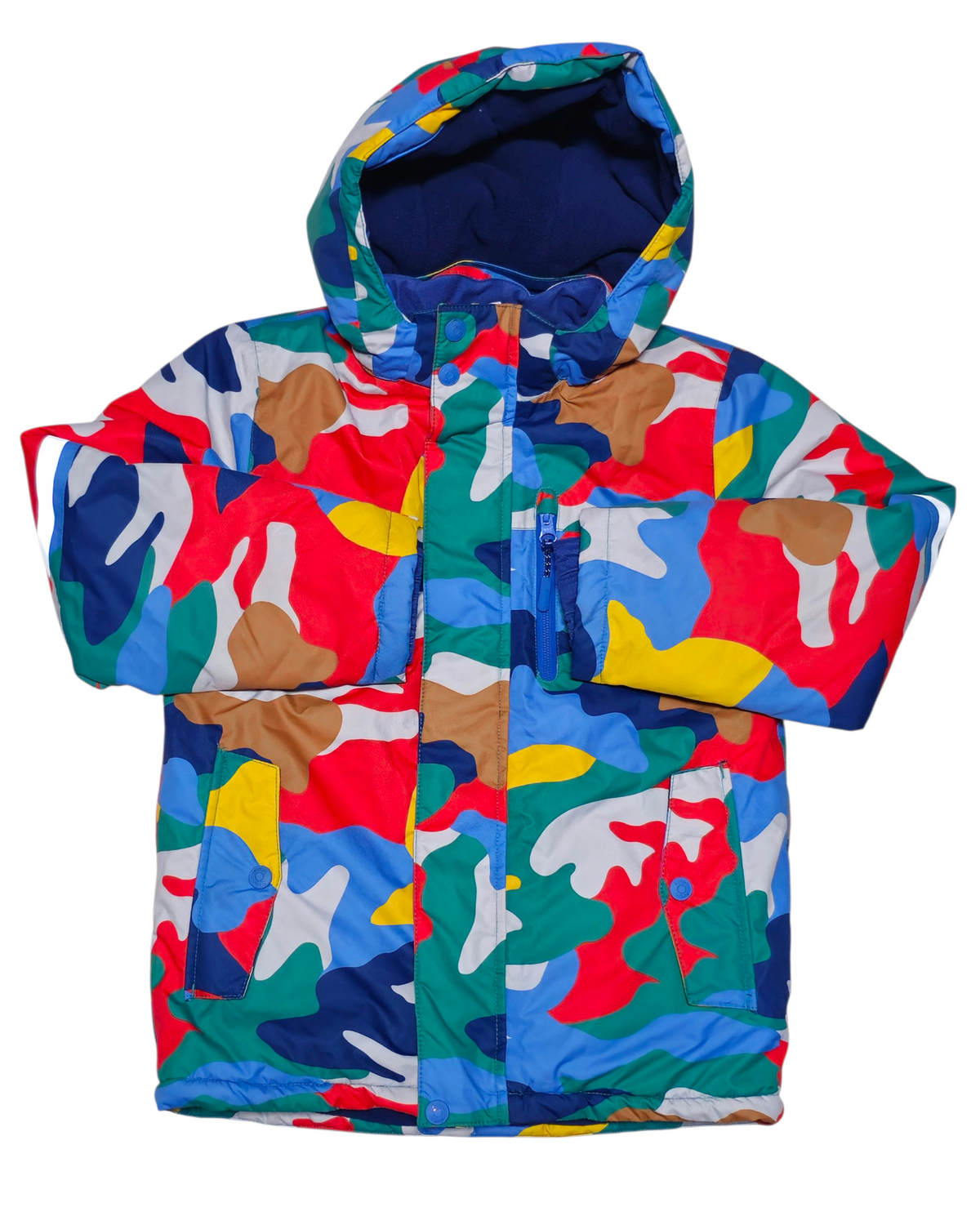 #89 Boys/Girls 7-8Y Boden | All Weather waterproof hooded coat - multi-color camo EUC