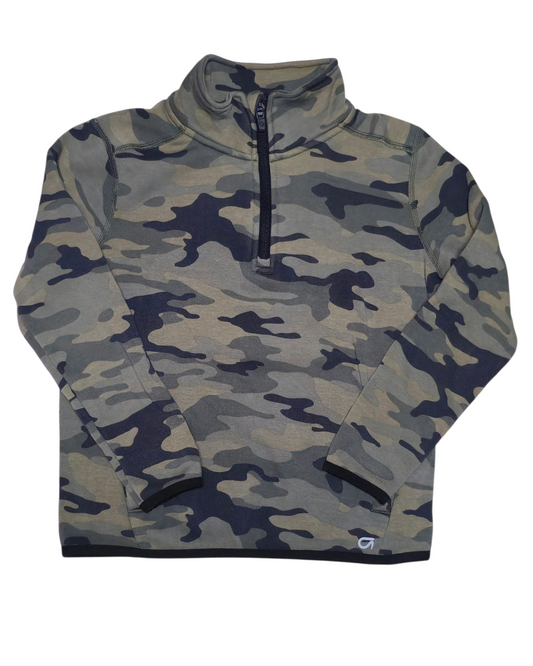 #89 Boys 6-7 Gap | Gapfit Performance 1/4 zip pullover - camo EUC