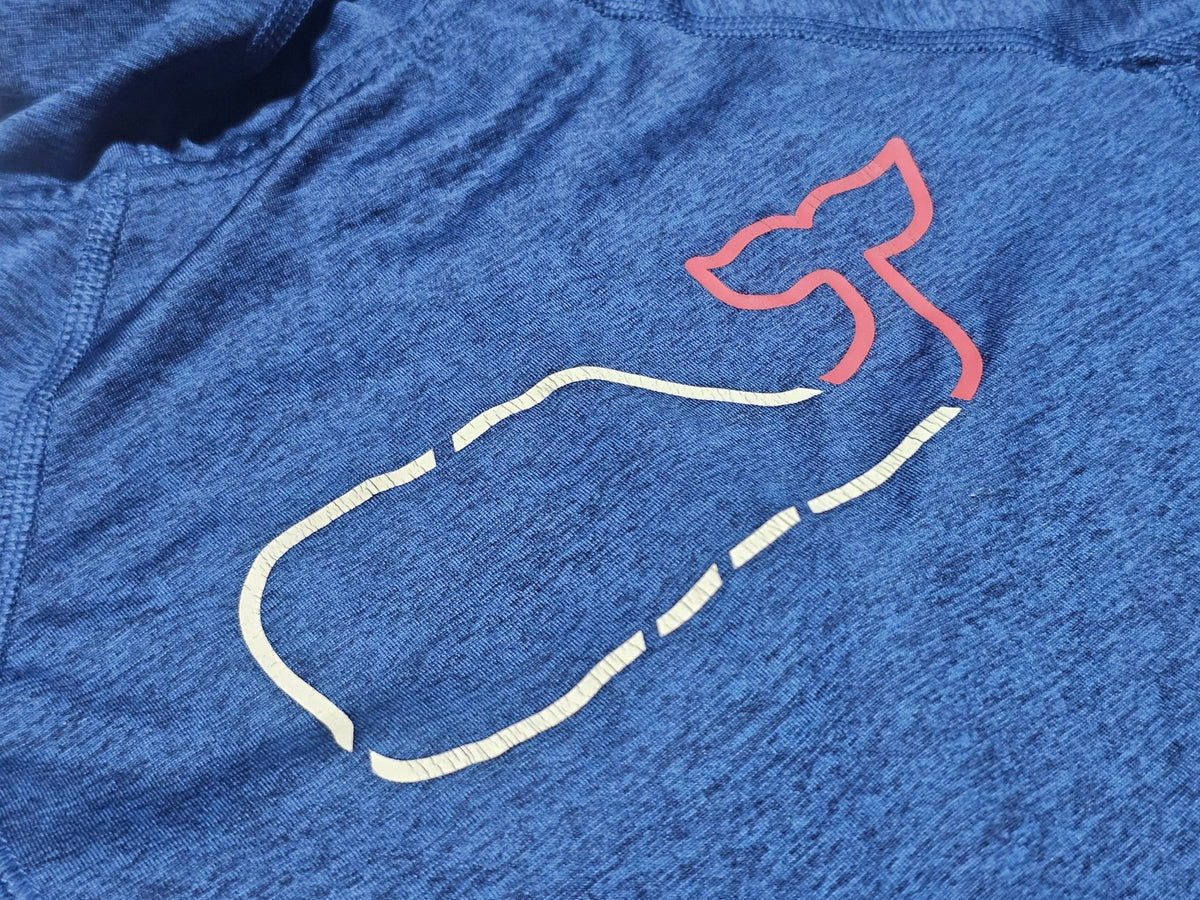 #89 Boys 5 Vineyard Vines | Performance long sleeve hooded shirt (whale) - blue EUC
