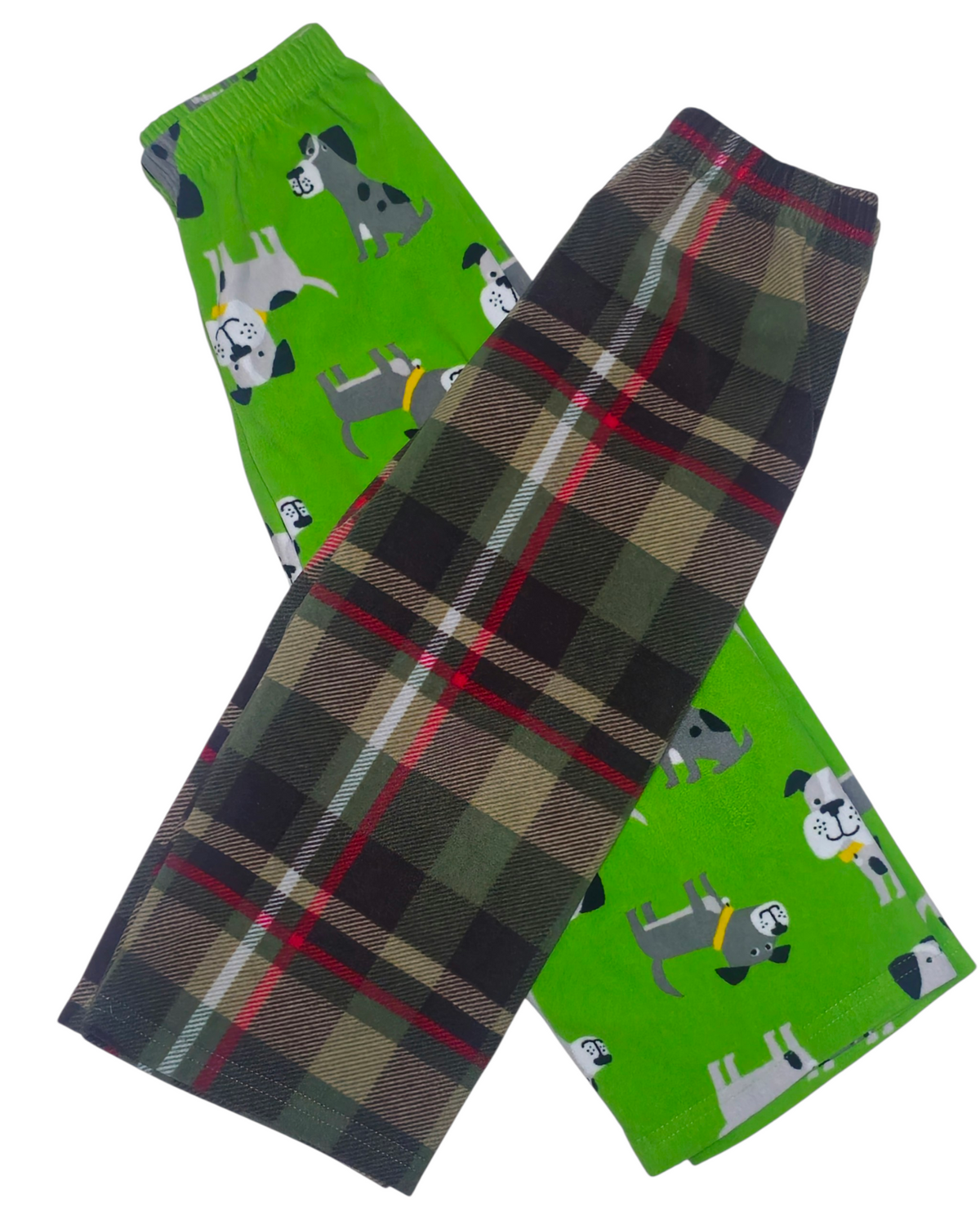 #89 Boys 5T Carters | *BUNDLE* Flannel PJ pants (2 pair) - plaid & green dogs VGUC