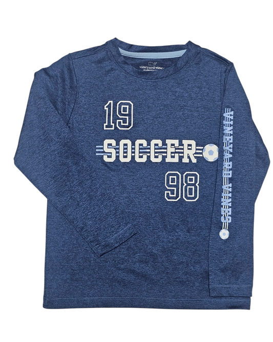 #89 Boys 5 Vineyard Vines | Performance long sleeve shirt (soccer) - blue EUC