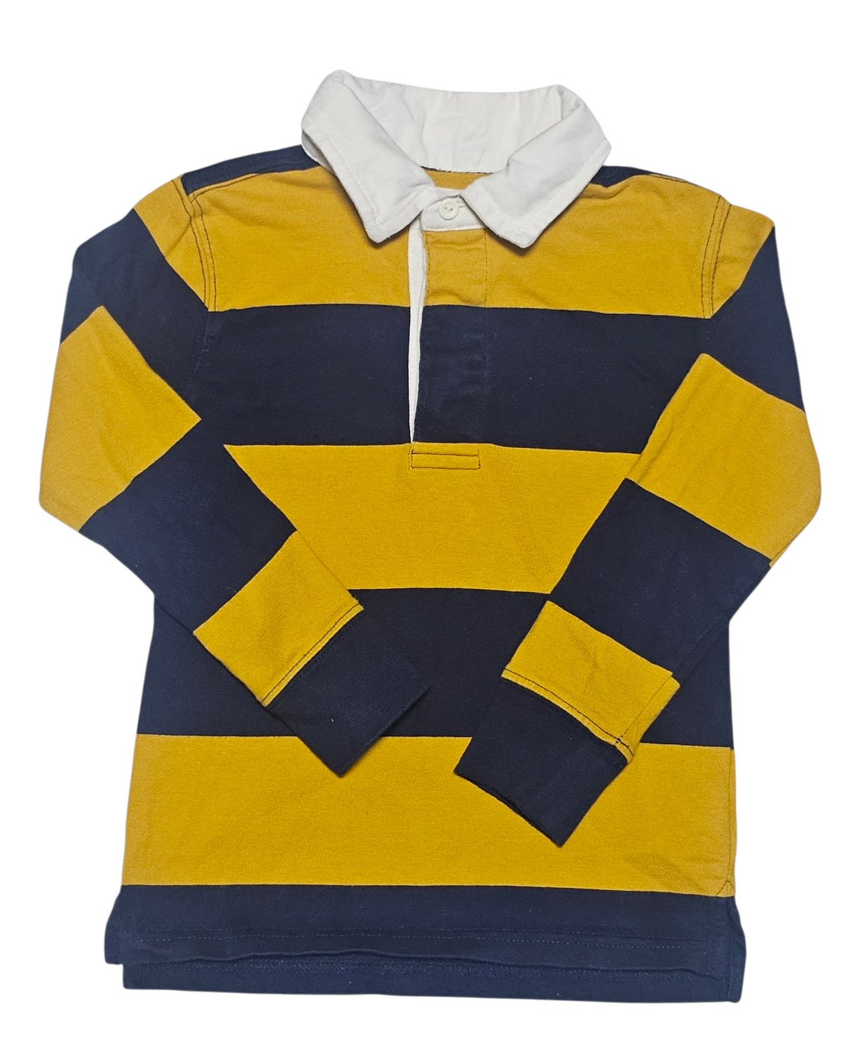 #89 Boys 4-5 (XS) Crewcuts | rugby shirt - yellow & blue EUC