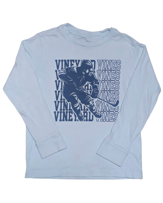 #89 Boys 5 Vineyard Vines | hockey long sleeve tee - ice blue VGUC