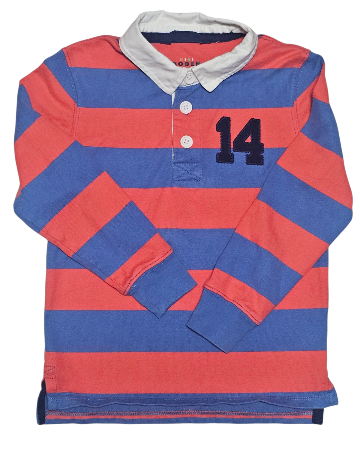 #89 Boys 5-6Y Boden | Rugger shirt - coral & periwinkle NWOT