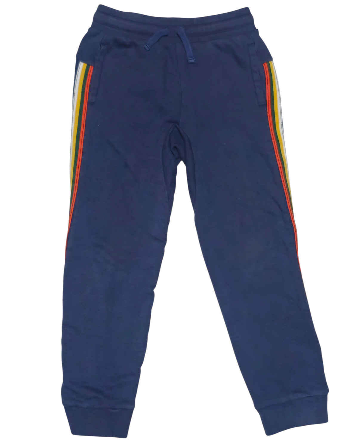 #89 Boys 8 Tea Collection | Stripe-Out French Terry Joggers - Deep Navy Blue EUC