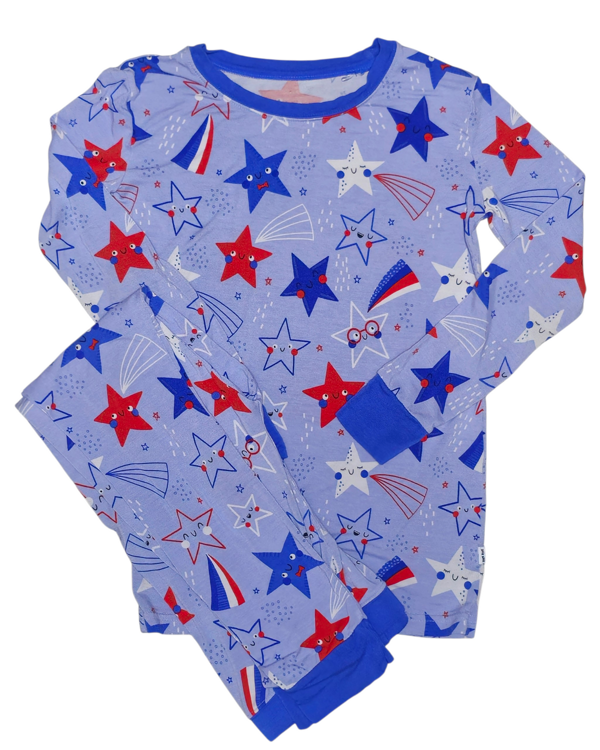 #89 Boys 7-8 Little Sleepies | Long sleeve pjs - Blue Stars & Stripes EUC