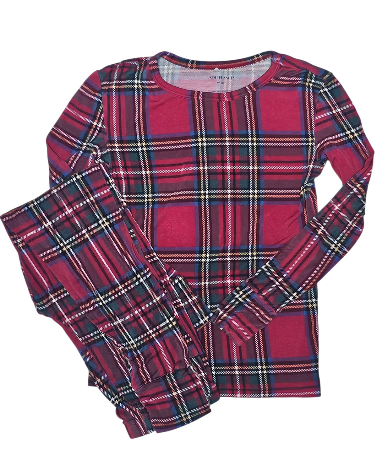 #89 Boys 7-8Y Posh Peanut | Long sleeve pjs - Red Tartan Plaid VGUC