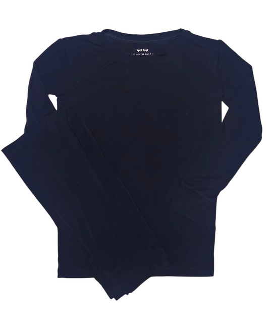 #89 Boys 7-8 Little Sleepies | Long sleeve pjs - Solid black NWOT