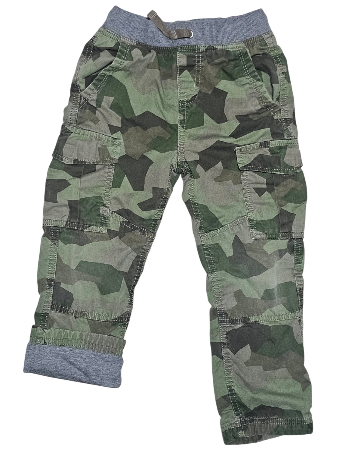 #89 Boys 5 (110) Hanna Andersson | Double Knee jersey lined relaxed cargo pants - camo EUC