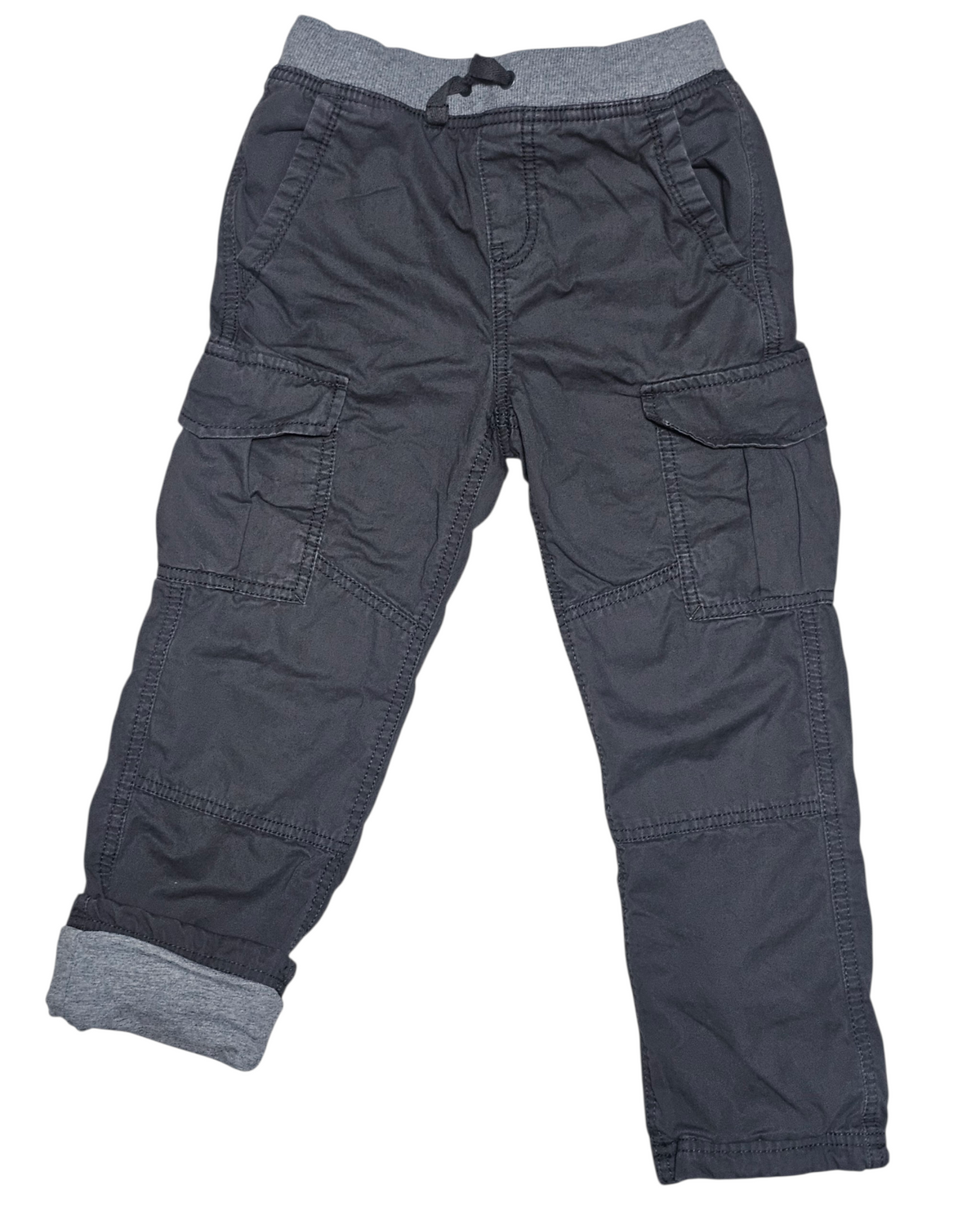 #89 Boys 6-7 (120) Hanna Andersson | Double Knee jersey lined relaxed cargo pants - loft grey EUC