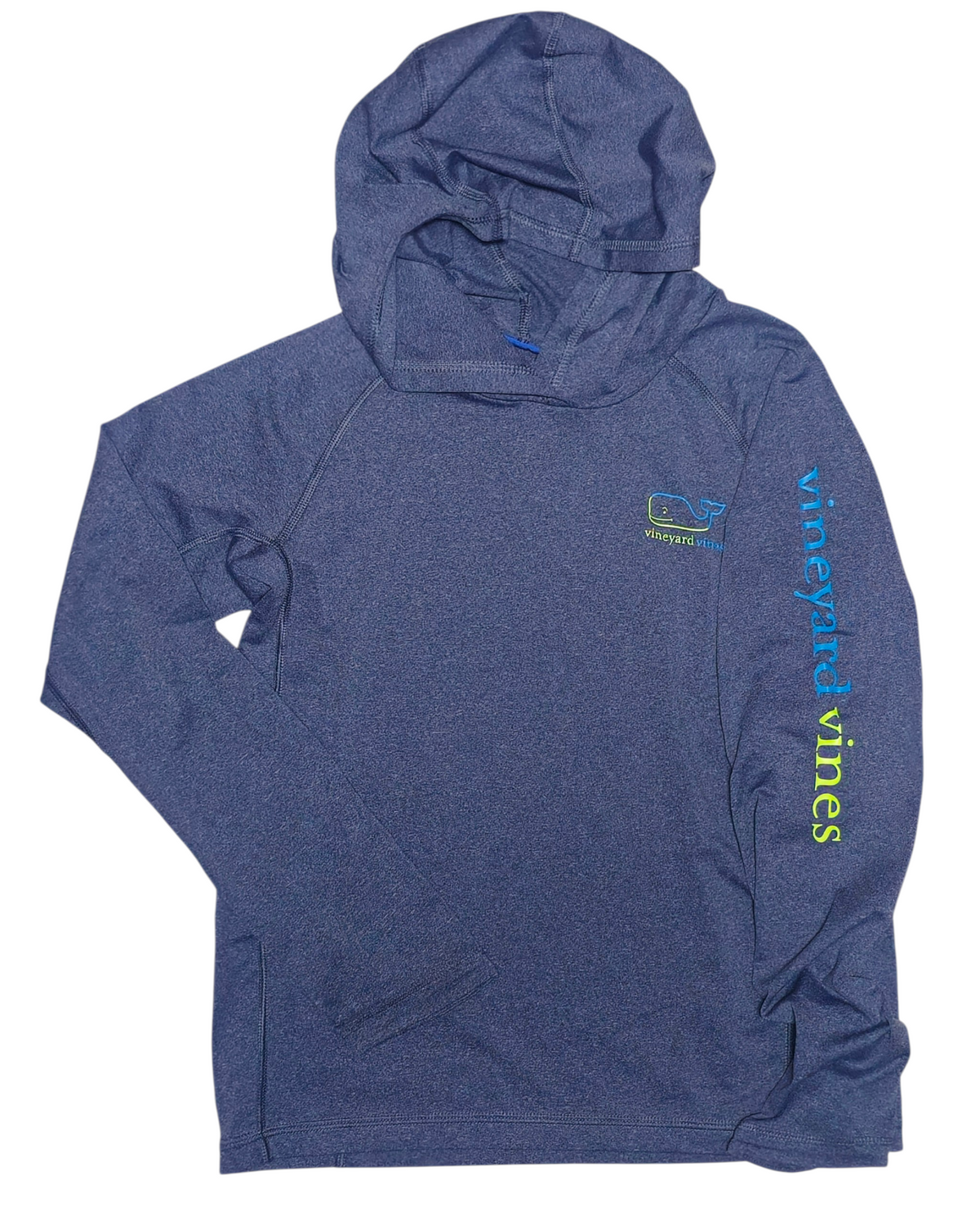 #89 Boys 7 Vineyard Vines | Performance long sleeve hooded shirt (whale) -  Nautical Navy Heather NWOT