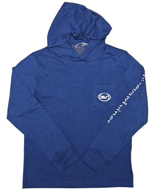 #89 Boys 7 Vineyard Vines | Long sleeve hoodie tee (Football Whale Dot) - Moonshine NWT