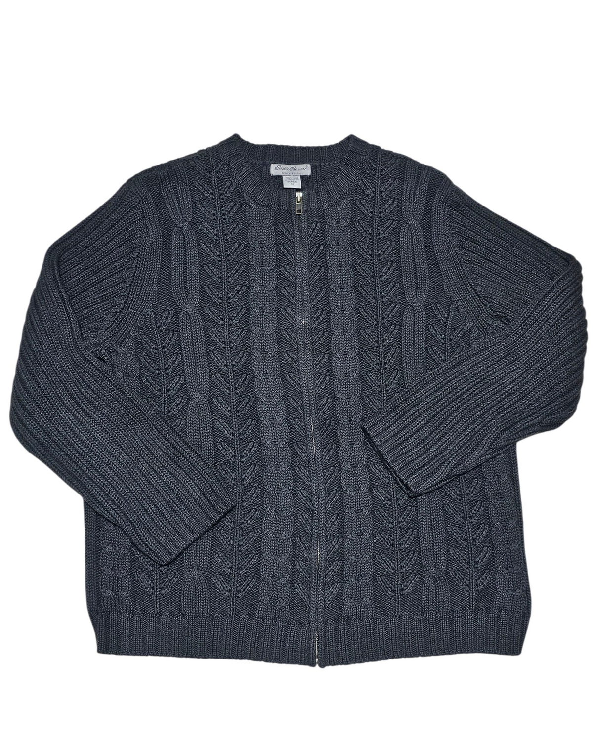 #89 Women XL Eddie Bauer | Cable-knit cardigan sweater - charcoal EUC