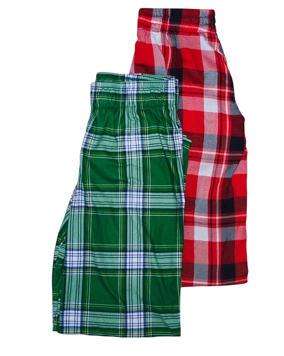 #89 Boys 8 Lands End and Cat & Jack | *BUNDLE* pair of flannel plaid pajama pants - green & red plaid EUC