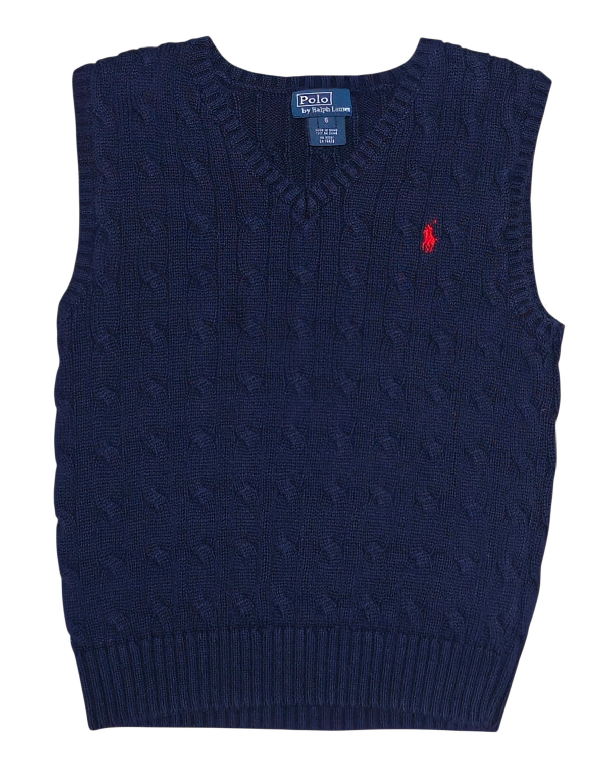 #89 Boys 6 Polo Ralph Lauren | Cable knit vest - navy blue EUC