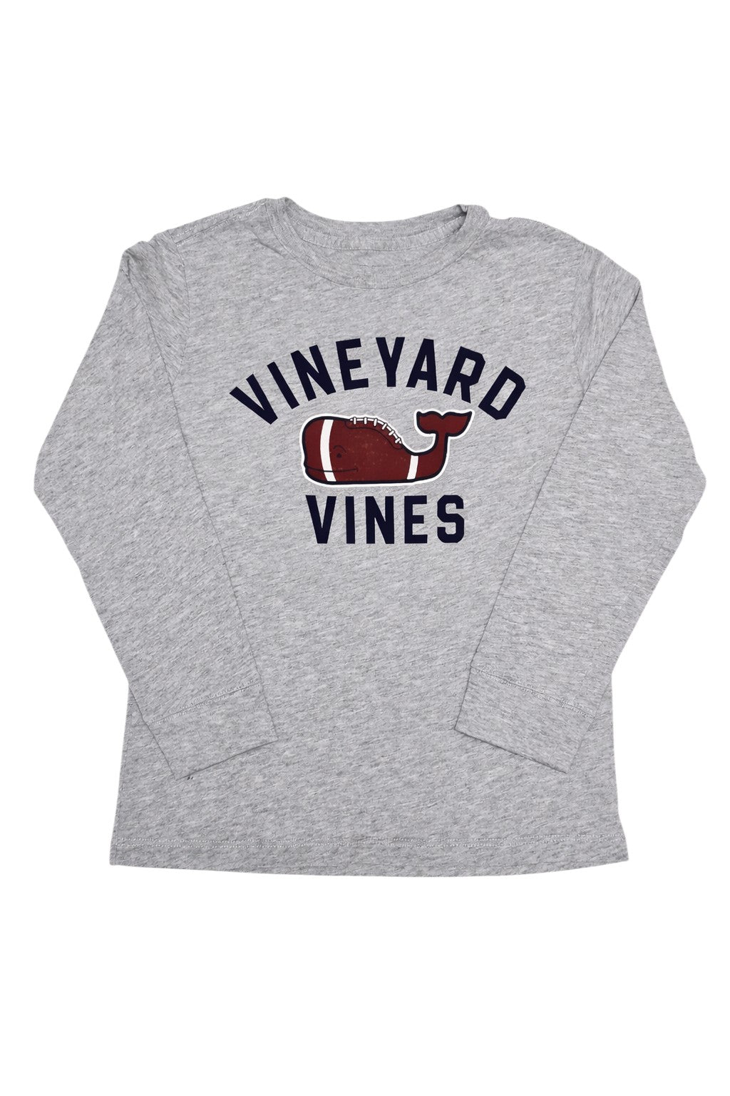 #89 Boys 5 Vineyard Vines | Football Whale Long Sleeve Tee - grey EUC