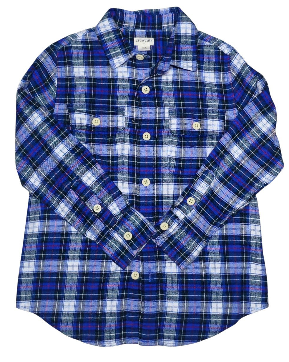 #89 Boys 4-5 Crewcuts (Factory) | flannel buttondown - blue EUC