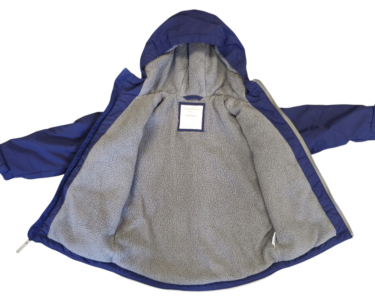 #89 Boys 5 (110) Hanna Andersson | Sherpa lined hooded coat - navy blue, EUC
