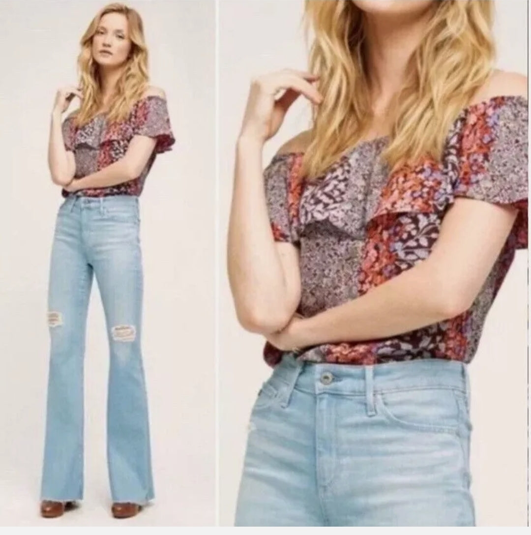REDUCED!! #104 Anthropologie Maeve Medium Blouse Top Vallita Off Shoulder