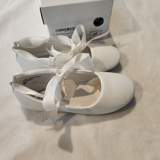 #142 Olivia K Girls Size 9 Ballerina Mary Jane Flats Ribbon Tie Shoes