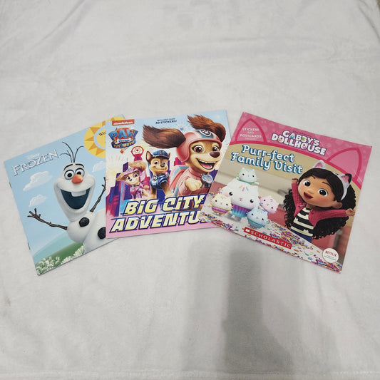 #142 Paw Patrol Disney Olaf Gabby's Dollhouse 3 Book Bundle