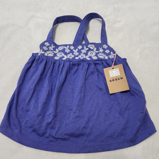 #104 NWT Mini Boden 3-4 Embroidered Flower Racerback Tank
