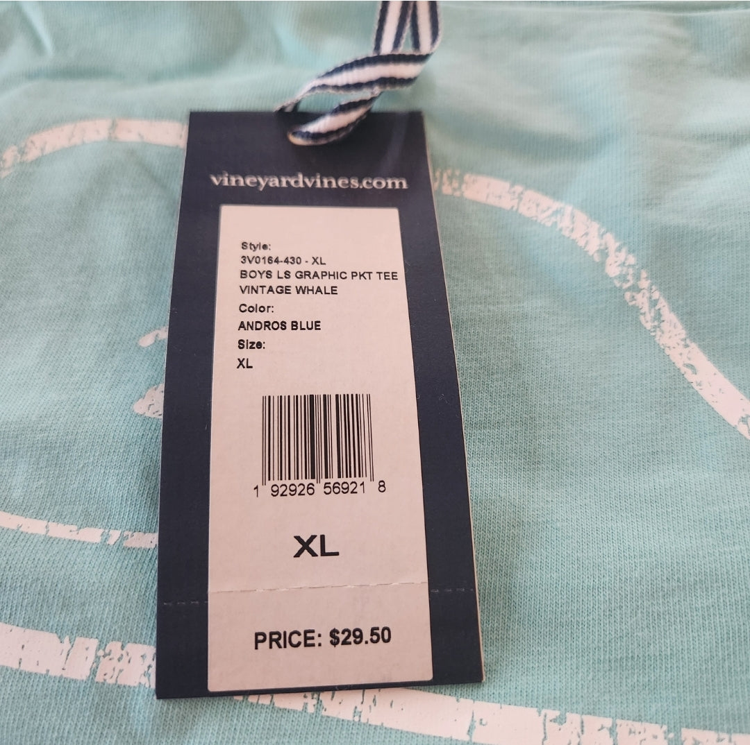 #142 NWT Vineyard Vines XL Size 18 Boys Graphic Long Sleeve Tee