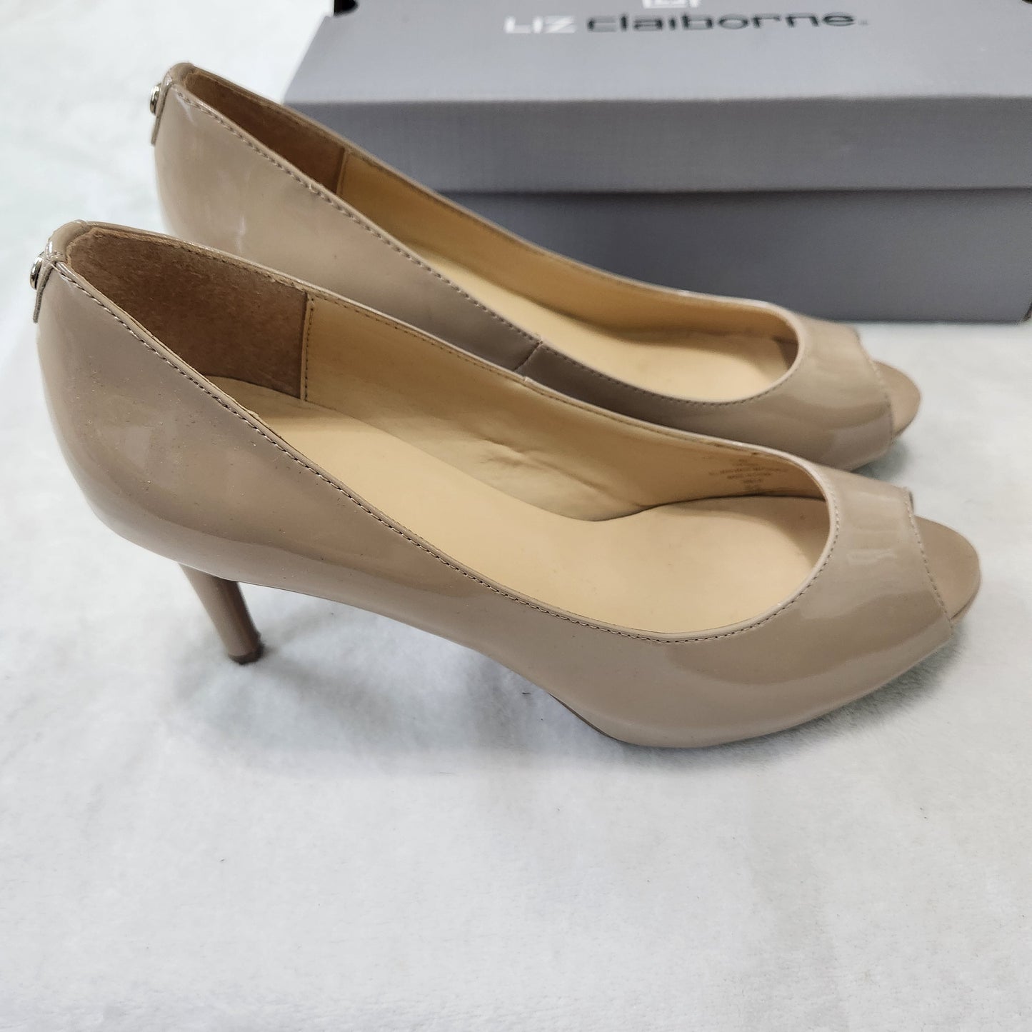 REDUCED!! #104 Liz Claiborne Ramona  Sz 8 Peep-Toe Nude Pumps High Heels