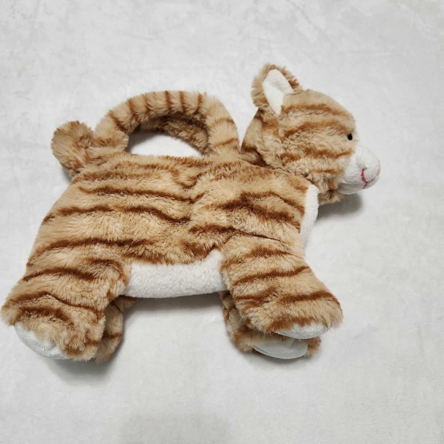 REDUCED #142 Plushies Orange Tabby Cat Plush Purse With Cat Tail Zipper