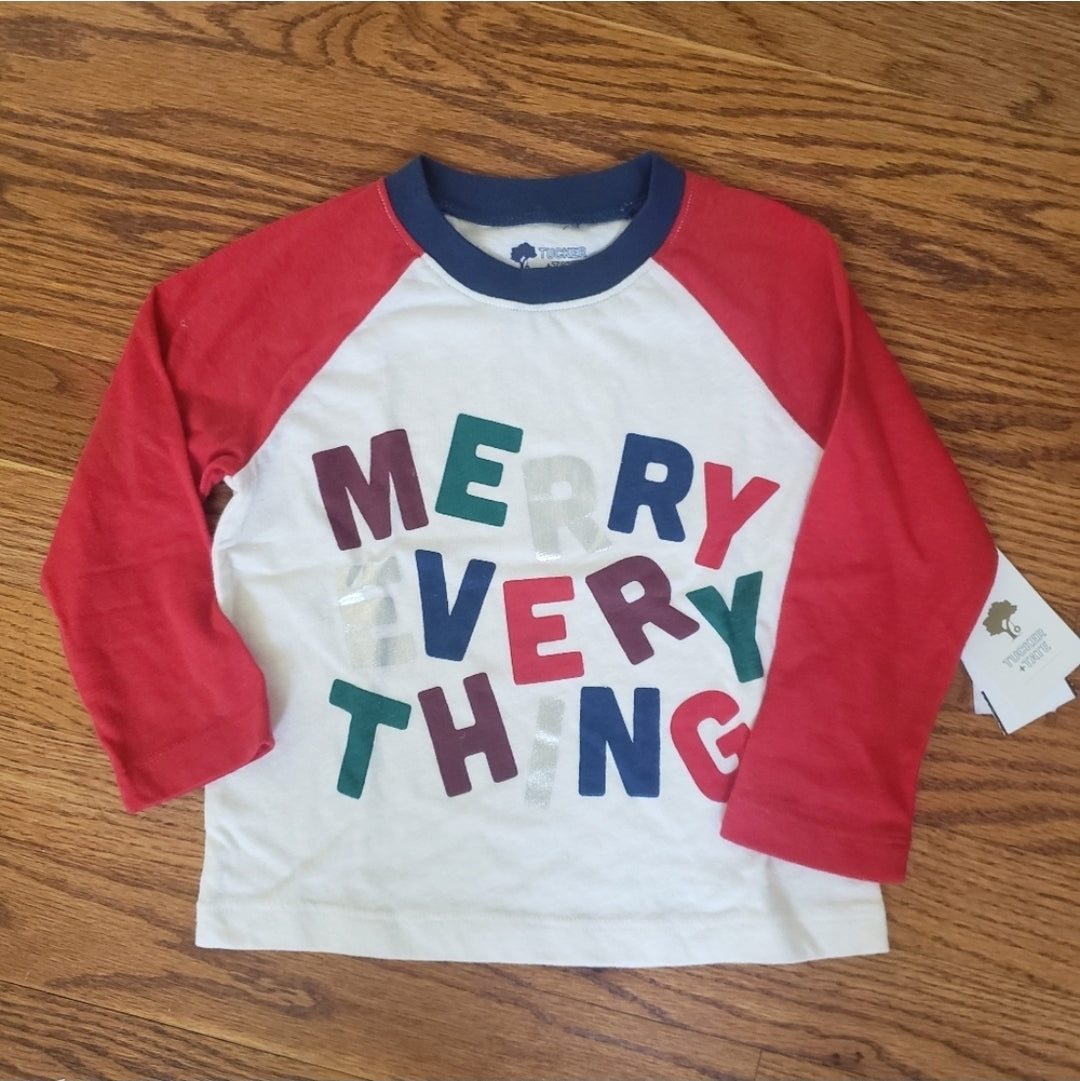 #142 NWT Tucker + Tate 2T Christmas Raglan Tee