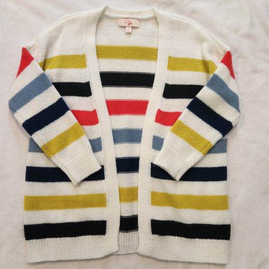 #142 Gianni Bini GB Sz 6 Striped Sweater Girls Cardigan Knit Top