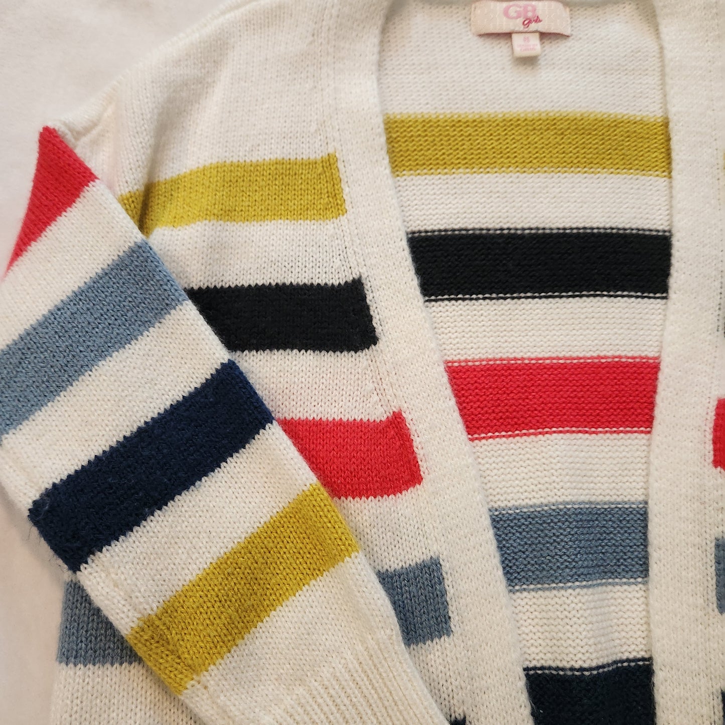 #142 Gianni Bini GB Sz 6 Striped Sweater Girls Cardigan Knit Top