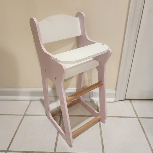 #142 Wooden Pink Baby Doll Highchair