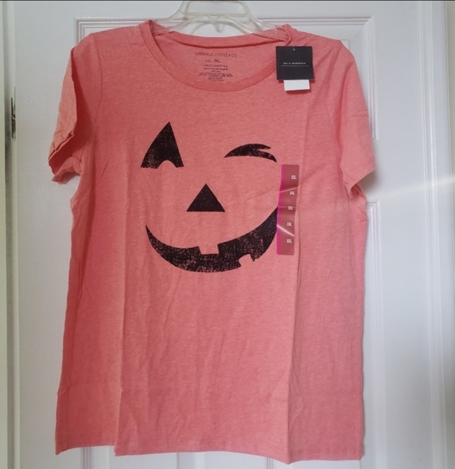 #142 NWT Grayson Threads Pumpkin Shirt XXL Womens Jack O Latern Fall Halloween Tee