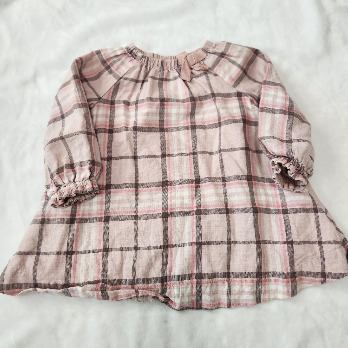 #142 Baby Gap 6-12 Mths Pink Plaid Dress and Bloomers