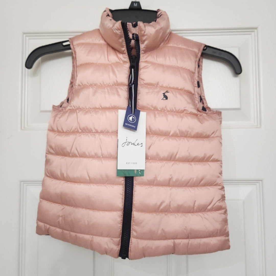 #142 NWT Joules 4T Flip It Pink Leopard Reversible Puffer Vest