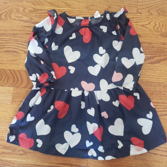 #142 Baby Gap 2T Heart Love Navy Woven Dress