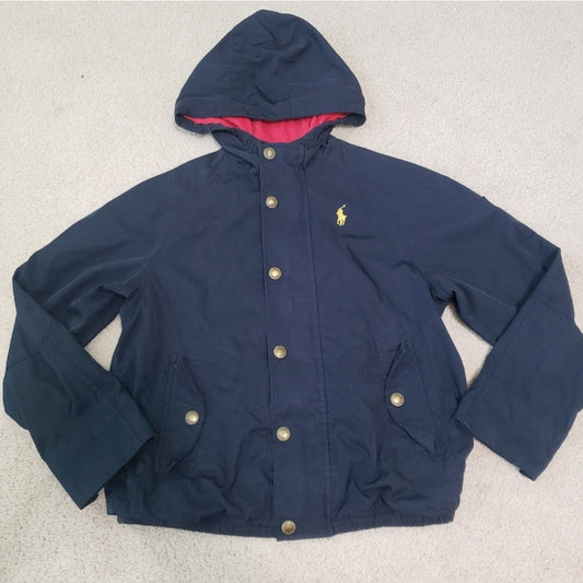 #142 Ralph Lauren Polo Sz 7 Navy Treeline Anorak Jacket