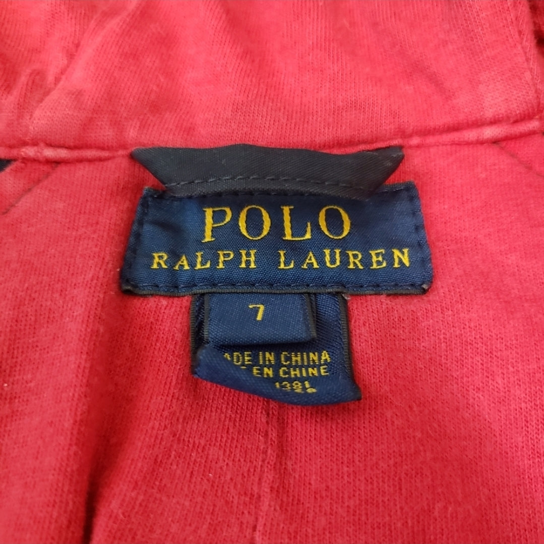 #142 Ralph Lauren Polo Sz 7 Navy Treeline Anorak Jacket