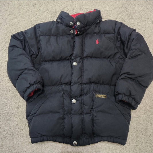 REDUCED #142 Ralph Lauren Boys Sz 6 Polo Black Puffer Down Coat