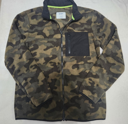 REDUCED #142 NWT Old Navy Sz 14/16 Green Camo Zip Up Fleece